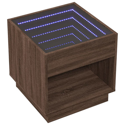 Sängbord med Infinity LEDs brun ek 50x50x50 cm