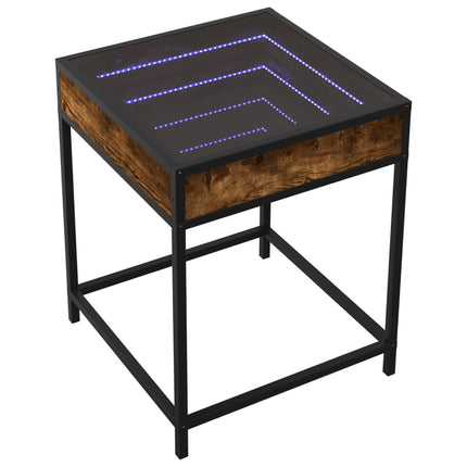 Sängbord med Infinity LEDs rökfärgad ek 40x40x51 cm