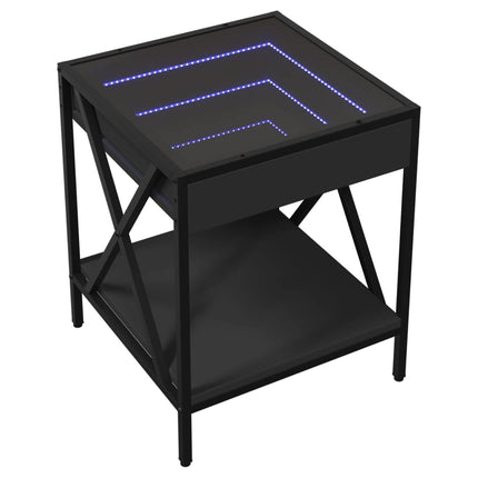 Sängbord med Infinity LEDs svart 40x40x49 cm