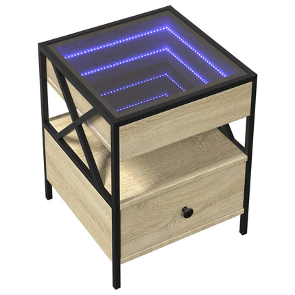 Sängbord med Infinity LEDs sonoma-ek 40x40x51 cm