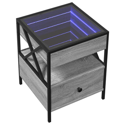 Sängbord med Infinity LEDs grå sonoma 40x40x51 cm