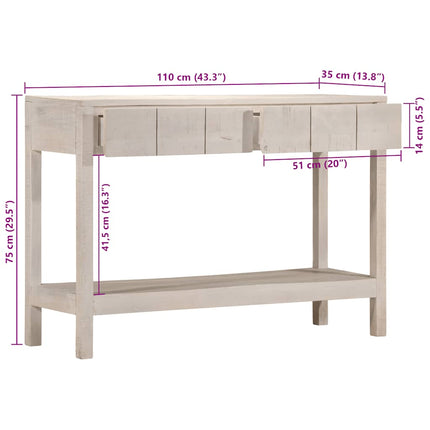 Konsolbord vit 110x35x75 cm massivt mangoträ