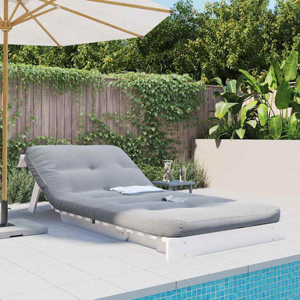 Futonbäddsoffa med madrass vit 80x206x11 cm massiv furu