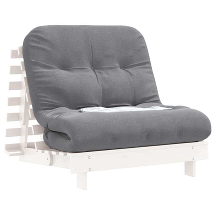 Futonbäddsoffa med madrass vit 80x206x11 cm massiv furu