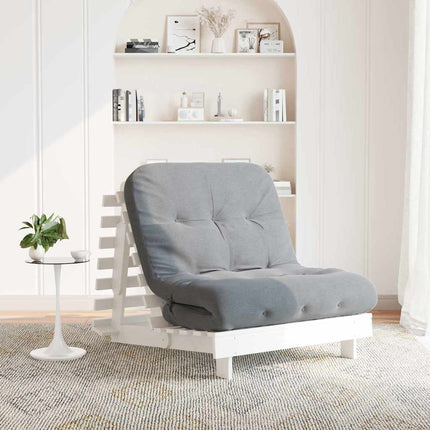 Futonbäddsoffa med madrass vit 80x206x11 cm massiv furu