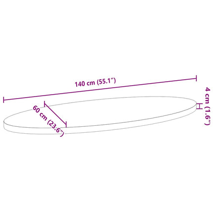 Bordsskiva 140x60x4 cm massiv ek oval