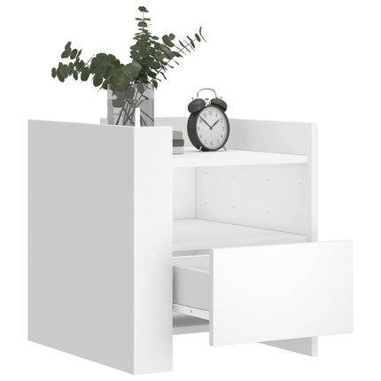 Sängbord vit 45x50x50 cm konstruerat trä