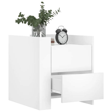 Sängbord vit 45x50x50 cm konstruerat trä