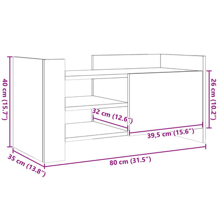 Tv-bänk svart 80x35x40 cm konstruerat trä