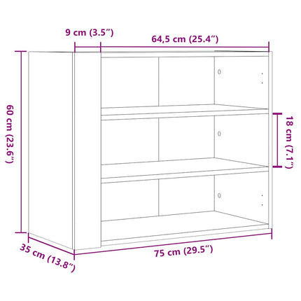 Väggskåp svart 75x35x60 cm konstruerat trä