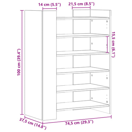 Skoskåp svart 74,5x37,5x100 cm konstruerat trä