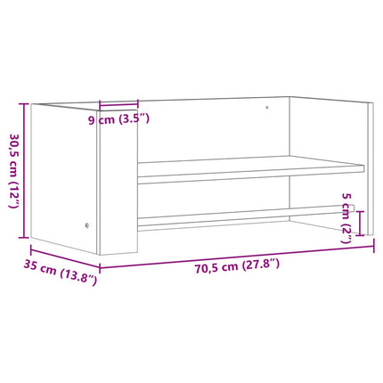 Vägghylla sonoma-ek 70,5x35x30,5 cm konstruerat trä