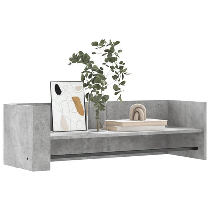 Vägghylla betonggrå 100x35x30,5 cm konstruerat trä