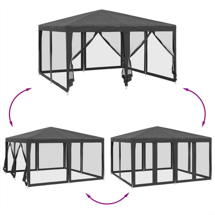 Partytält med 8 sidoväggar i nät 4x4 m HDPE antracit