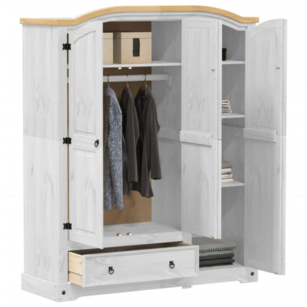 Garderob Corona vit 151,5x52x186 cm massiv furu