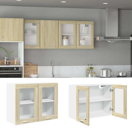 Väggskåp med glasdörrar “Lyon” sonoma-ek 80x31x60 cm spånskiva
