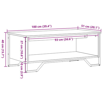 Soffbord brun ek 100x51x40 cm konstruerat trä