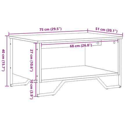 Soffbord sonoma-ek 75x51x40 cm konstruerat trä