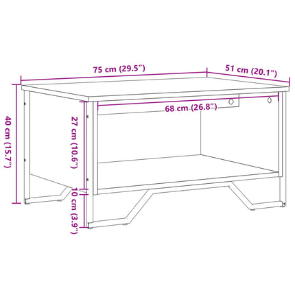 Soffbord brun ek 75x51x40 cm konstruerat trä
