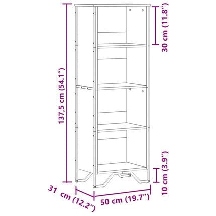 Bokhylla rökfärgad ek 50x31x137,5 cm konstruerat trä