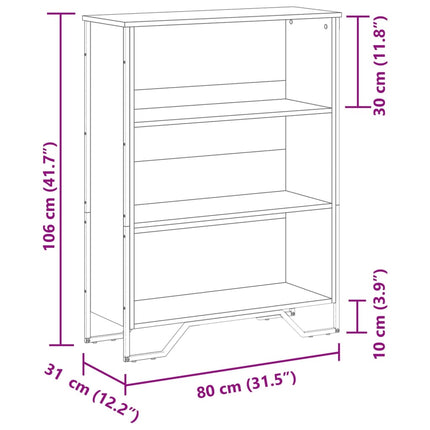Bokhylla svart 80x31x106 cm konstruerat trä