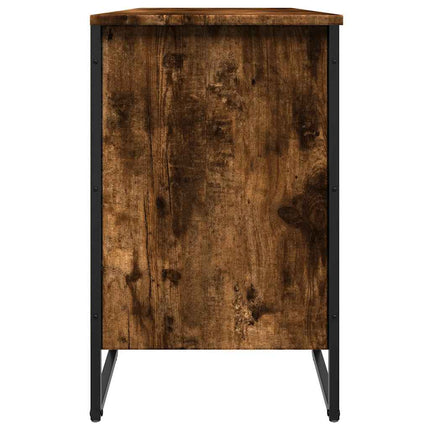 Skoskåp rökfärgad ek 90x38x61,5 cm konstruerat trä