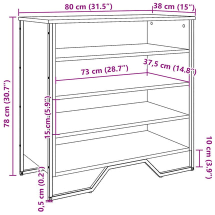 Skoskåp sonoma-ek 80x38x78 cm konstruerat trä
