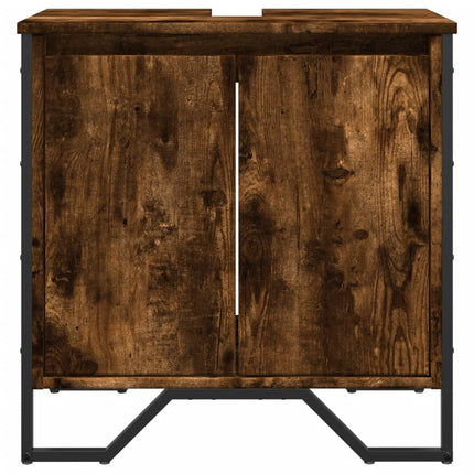 Tvättställsskåp rökfärgad ek 60x35x60 cm konstruerat trä
