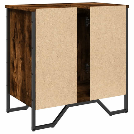 Tvättställsskåp rökfärgad ek 60x35x60 cm konstruerat trä