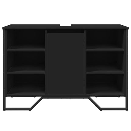 Tvättställsskåp svart 91x35x60 cm konstruerat trä