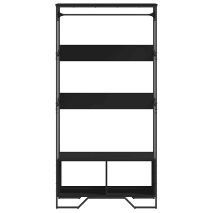 Garderob svart 90x50x180 cm konstruerat trä