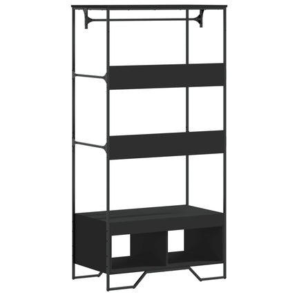 Garderob svart 90x50x180 cm konstruerat trä