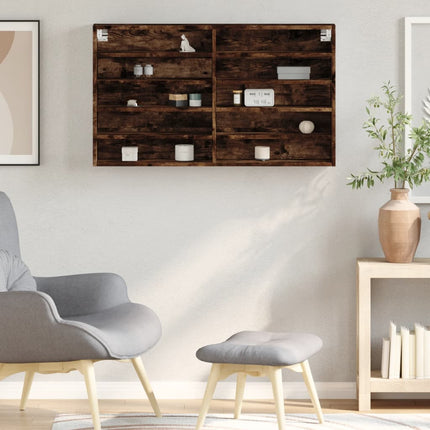 Vitrinskåp rökfärgad ek 100x15x58 cm konstruerat trä