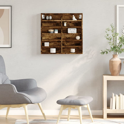 Vitrinskåp rökfärgad ek 60x8,5x58 cm konstruerat trä