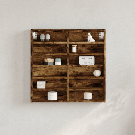 Vitrinskåp rökfärgad ek 60x8,5x58 cm konstruerat trä