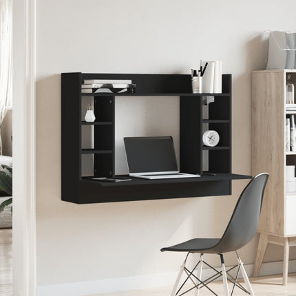 Väggmonterat skrivbord svart 105x48x75 cm konstruerat trä