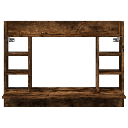 Väggmonterat skrivbord rökfärgad ek 105x48x75cm konstruerat trä