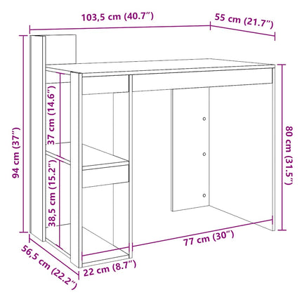Skrivbord svart 103,5x56,5x94 cm konstruerat trä