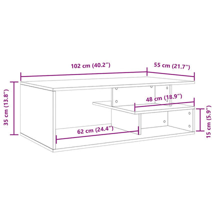 Soffbord betonggrå 102x55x35 cm konstruerat trä