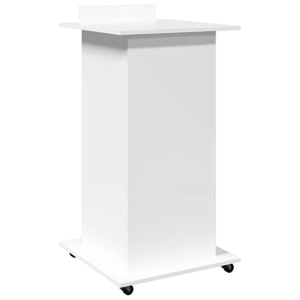 Talarstol med hjul & låda vit 55x55x107 cm konstruerat trä