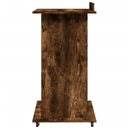 Talarstol hjul & låda rökfärgad ek 55x55x107 cm konstruerat trä