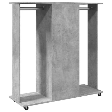 Garderob med hjul betonggrå 102x38x110 cm konstruerat trä