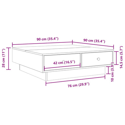 Soffbord svart 90x90x28 cm konstruerat trä