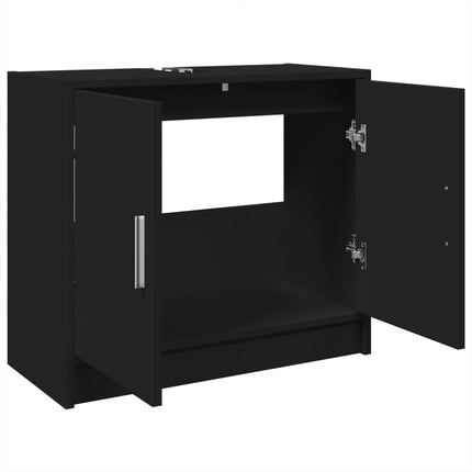 Tvättställsskåp svart 63x29x55 cm konstruerat trä