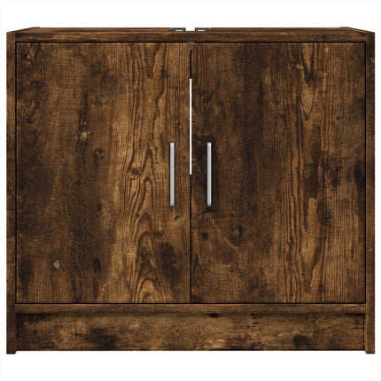 Tvättställsskåp rökfärgad ek 63x29x55 cm konstruerat trä