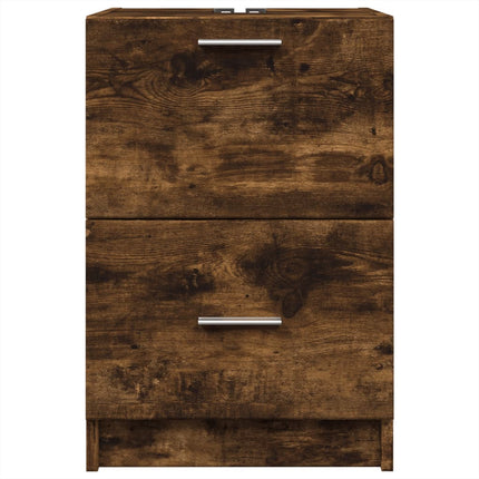Tvättställsskåp rökfärgad ek 40x37x59 cm konstruerat trä