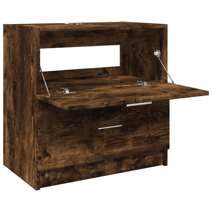 Tvättställsskåp rökfärgad ek 59x37x59 cm konstruerat trä