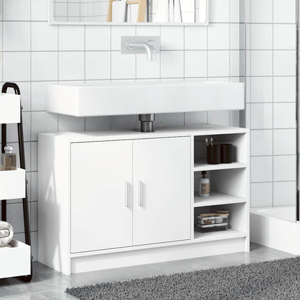 Tvättställsskåp vit 90x29x55 cm konstruerat trä