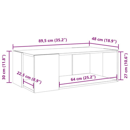 Soffbord vit 89,5x48x30 cm konstruerat trä