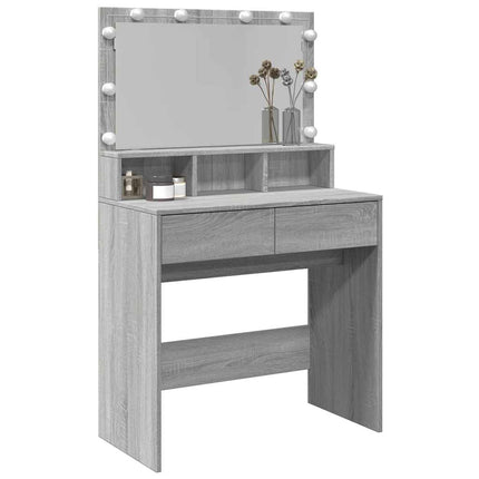 Sminkbord med LED grå sonoma 80x41x134,5 cm